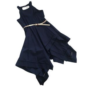 Eliza J Womens  Halter Navy Blue Layered cut-out dress